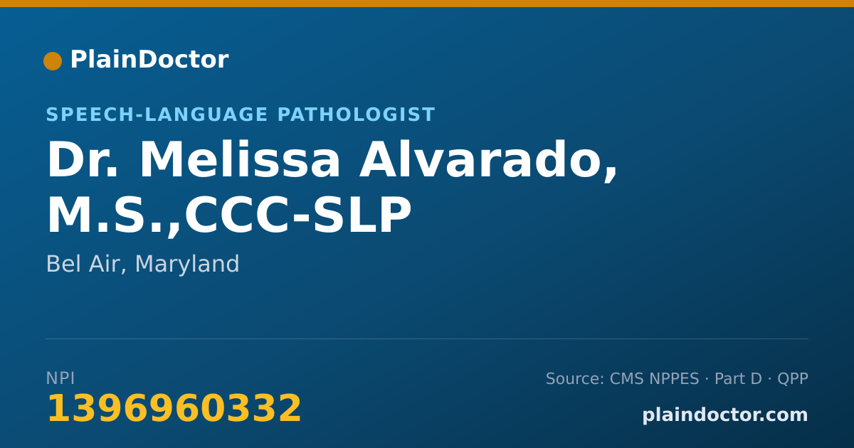 Shareable card for Melissa Alvarado, M.S.,CCC-SLP - Speech-Language Pathologist, Bel Air, MD