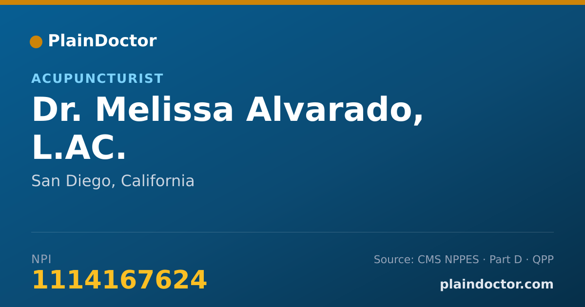 Shareable card for Melissa Alvarado, L.AC. - Acupuncturist, San Diego, CA