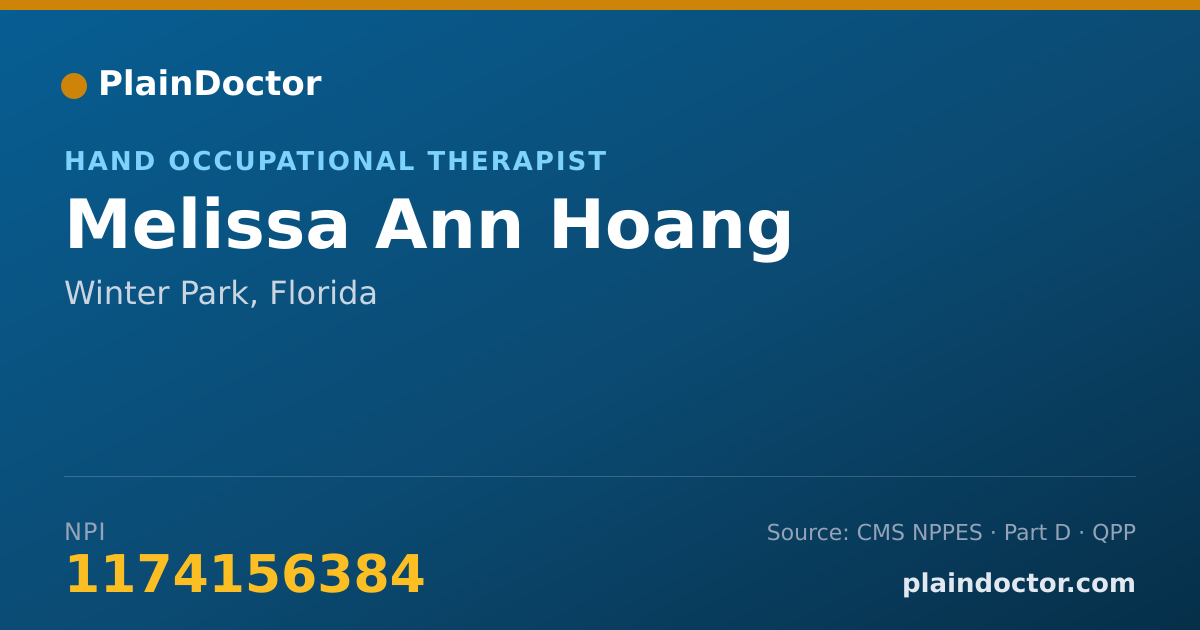 Shareable card for Melissa Ann Hoang - Hand Occupational Therapist, Winter Park, FL