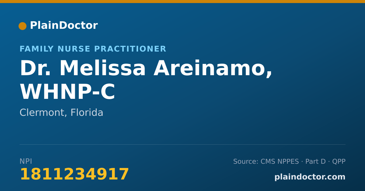 Shareable card for Melissa Areinamo, WHNP-C - Family Nurse Practitioner, Clermont, FL