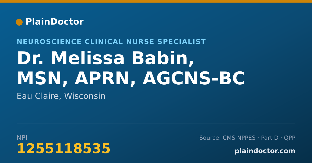Shareable card for Melissa Babin, MSN, APRN, AGCNS-BC - Neuroscience Clinical Nurse Specialist, Eau Claire, WI