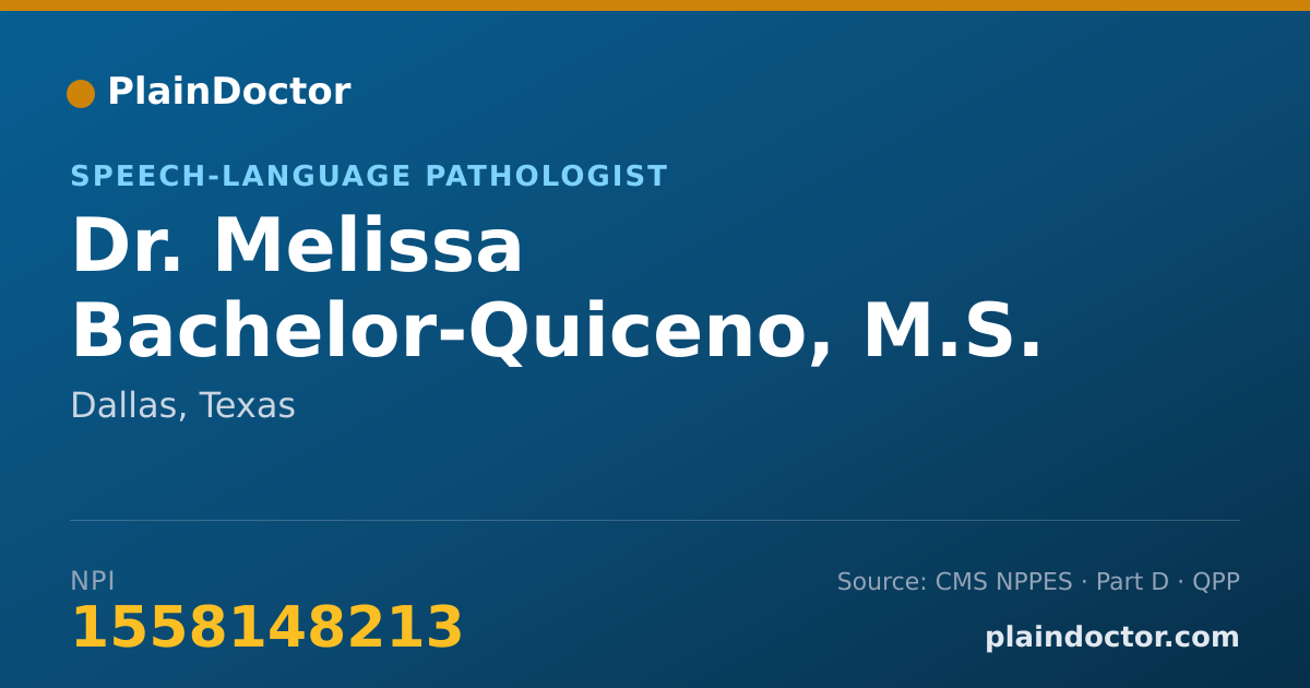 Shareable card for Melissa Bachelor-Quiceno, M.S. CCC-SLP - Speech-Language Pathologist, Dallas, TX
