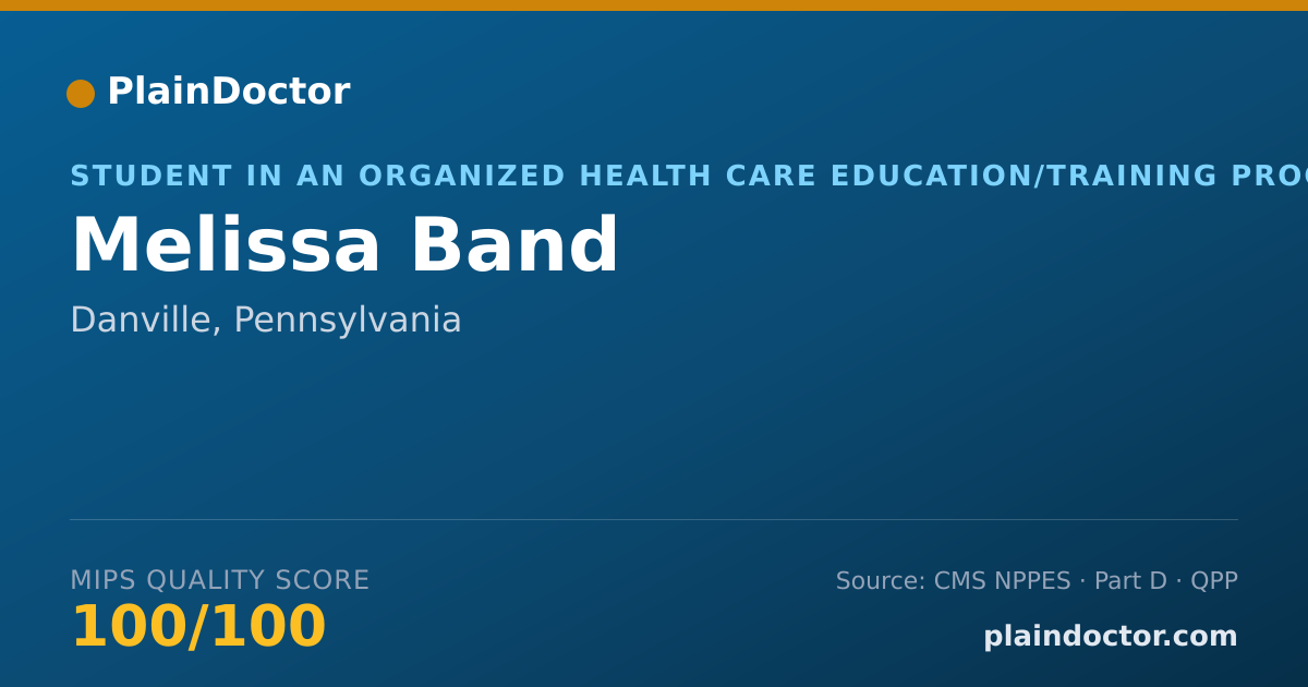 Shareable card for Melissa Band - Student in an Organized Health Care Education/Training Program, Danville, PA
