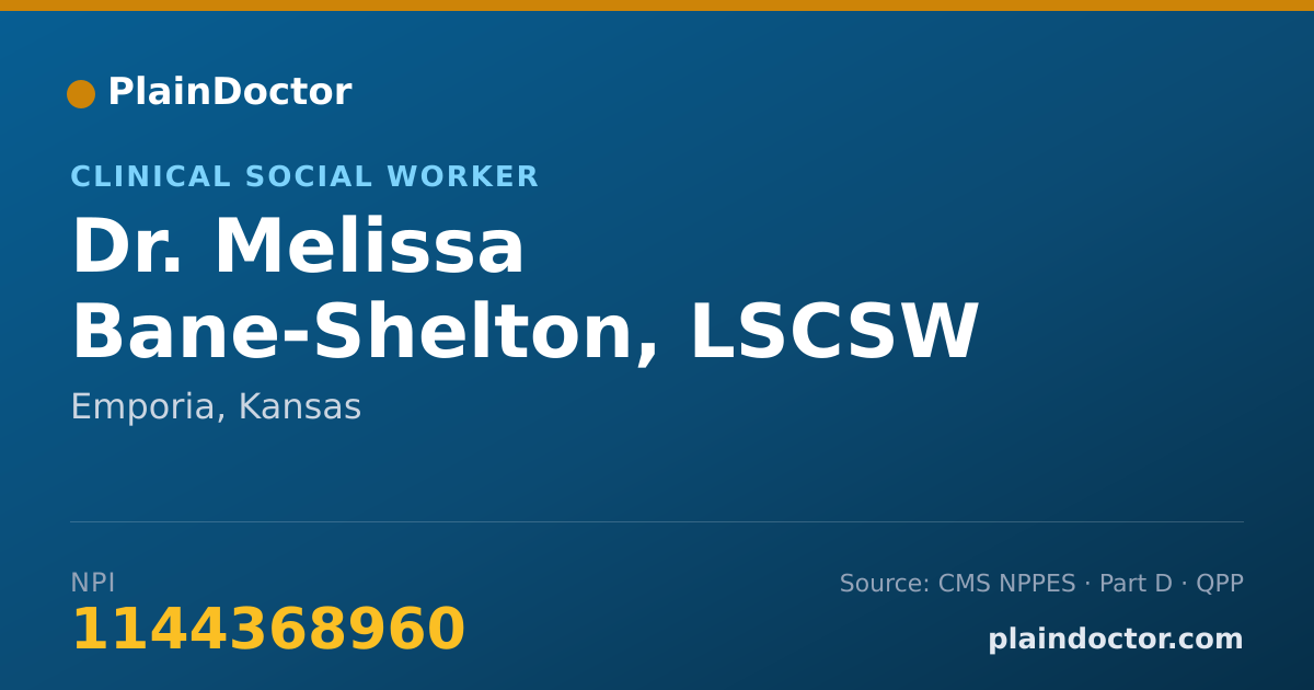 Shareable card for Melissa Bane-Shelton, LSCSW - Clinical Social Worker, Emporia, KS