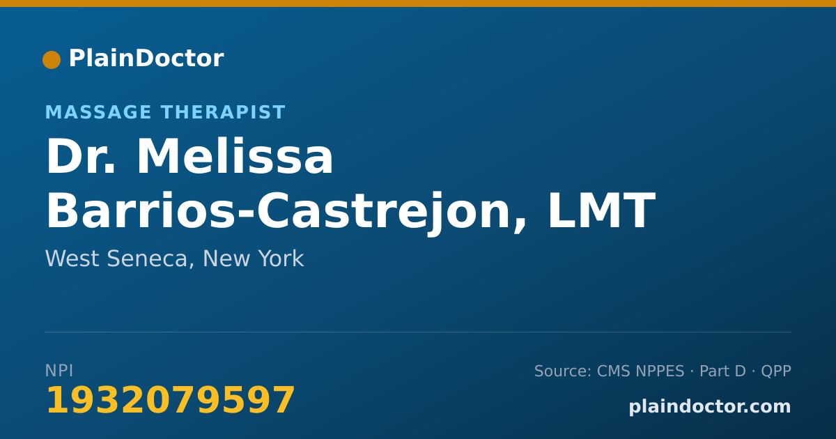 Shareable card for Melissa Barrios-Castrejon, LMT - Massage Therapist, West Seneca, NY
