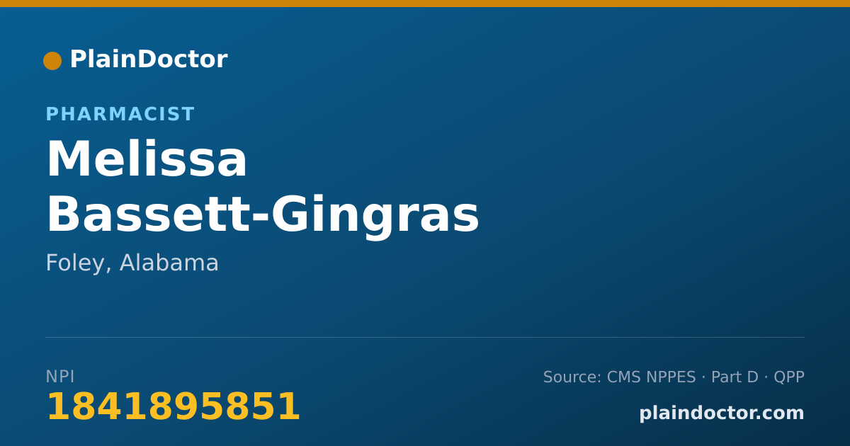Shareable card for Melissa Bassett-Gingras - Pharmacist, Foley, AL
