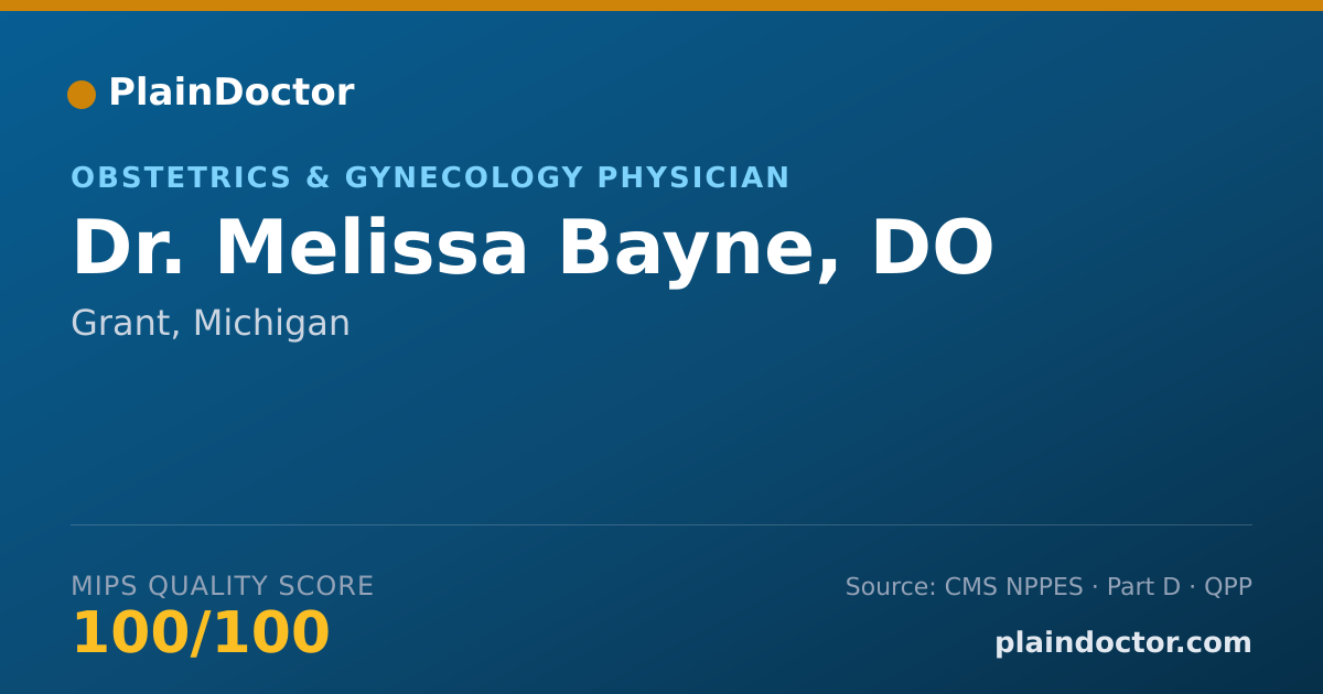 Shareable card for Melissa Bayne, DO - Obstetrics & Gynecology Physician, Grant, MI