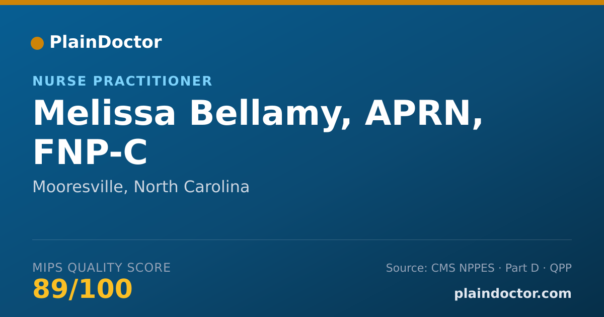 Shareable card for Melissa Bellamy, APRN, FNP-C - Nurse Practitioner, Mooresville, NC