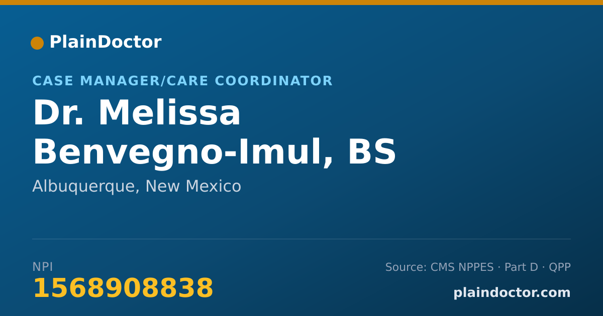 Shareable card for Melissa Benvegno-Imul, BS - Case Manager/Care Coordinator, Albuquerque, NM