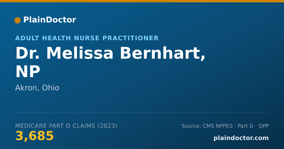 Shareable card for Melissa Bernhart, NP - Adult Health Nurse Practitioner, Akron, OH