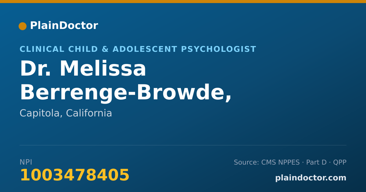 Shareable card for Melissa Berrenge-Browde, PSYCHOLOGIST - Clinical Child & Adolescent Psychologist, Capitola, CA