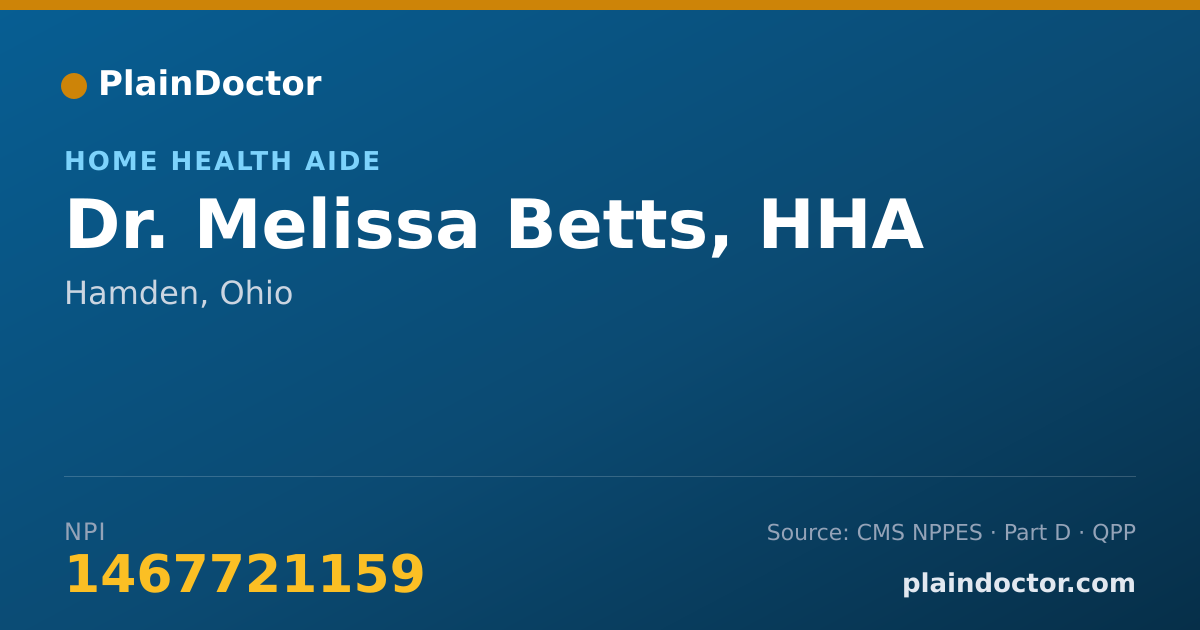 Shareable card for Melissa Betts, HHA - Home Health Aide, Hamden, OH