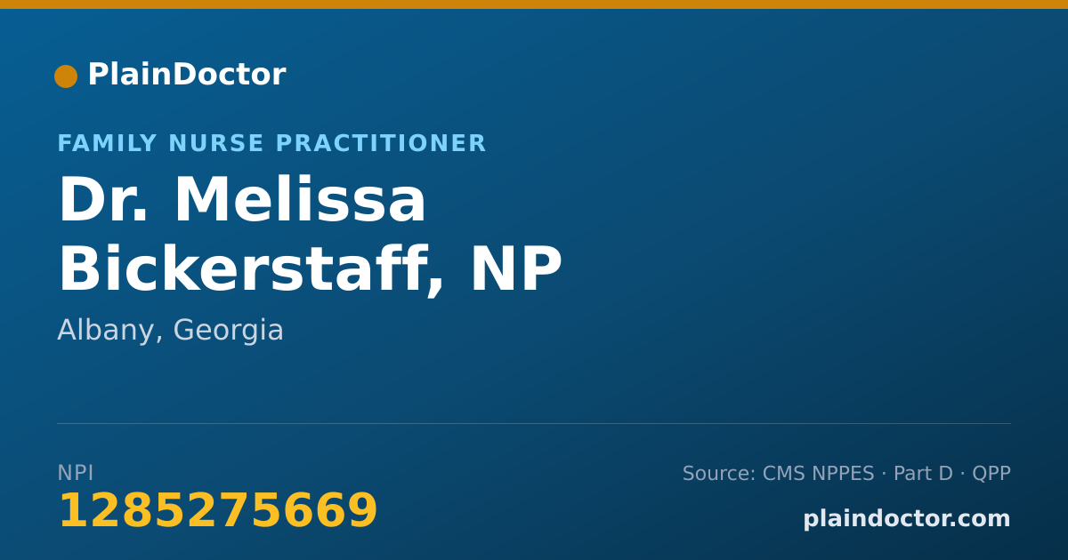 Shareable card for Melissa Bickerstaff, NP - Family Nurse Practitioner, Albany, GA