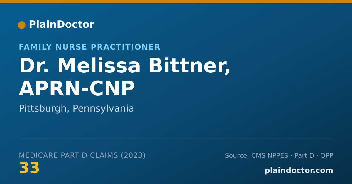 Shareable card for Melissa Bittner, APRN-CNP - Family Nurse Practitioner, Pittsburgh, PA
