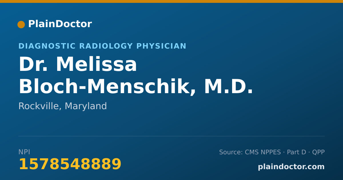 Shareable card for Melissa Bloch-Menschik, M.D. - Diagnostic Radiology Physician, Rockville, MD