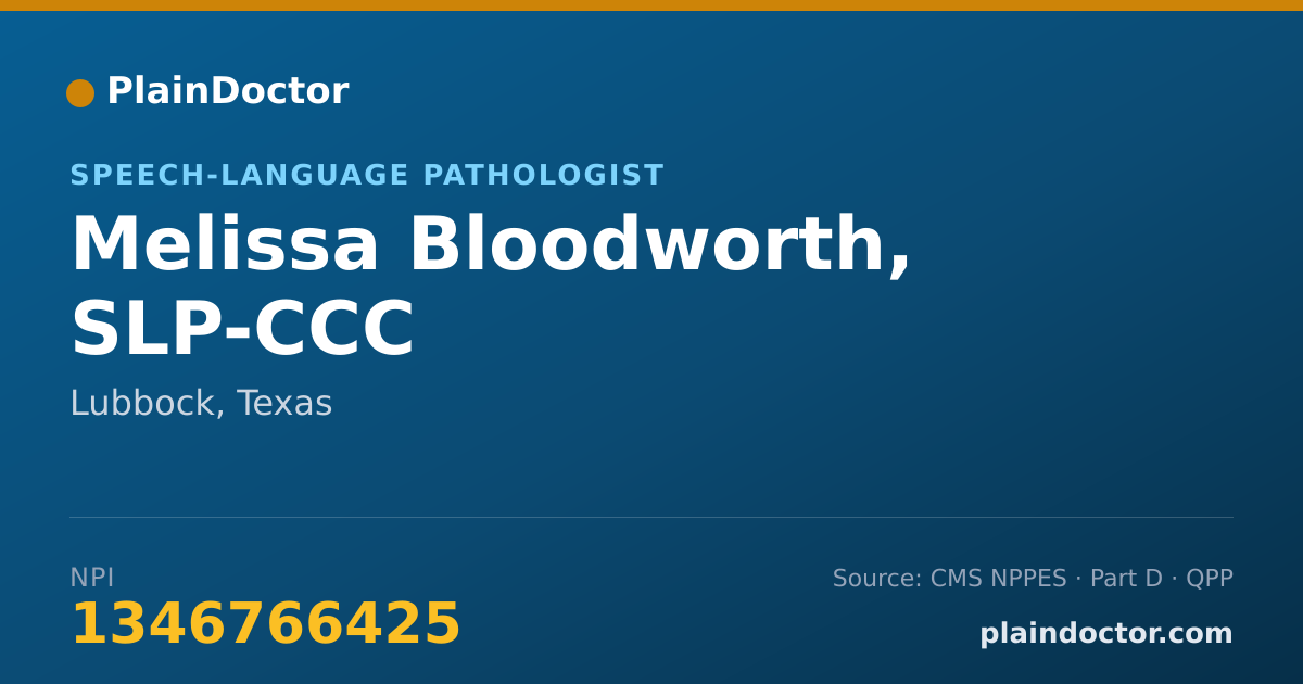 Shareable card for Melissa Bloodworth, SLP-CCC - Speech-Language Pathologist, Lubbock, TX