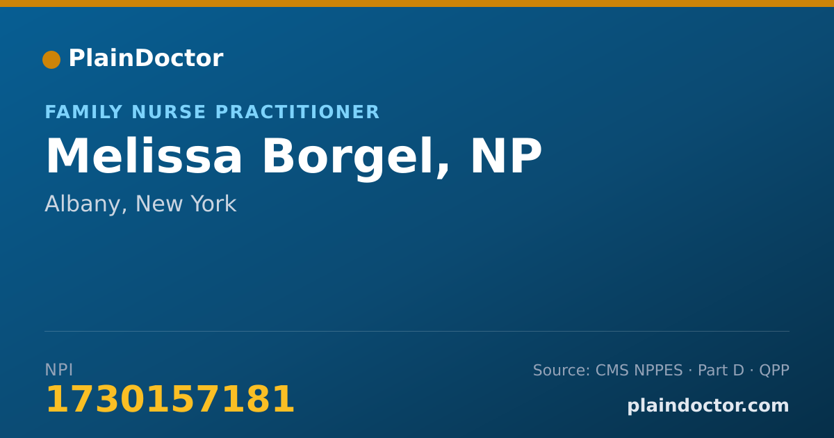 Shareable card for Melissa Borgel, NP - Family Nurse Practitioner, Albany, NY