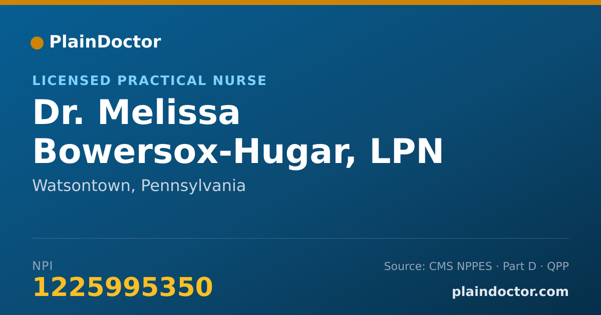 Shareable card for Melissa Bowersox-Hugar, LPN - Licensed Practical Nurse, Watsontown, PA