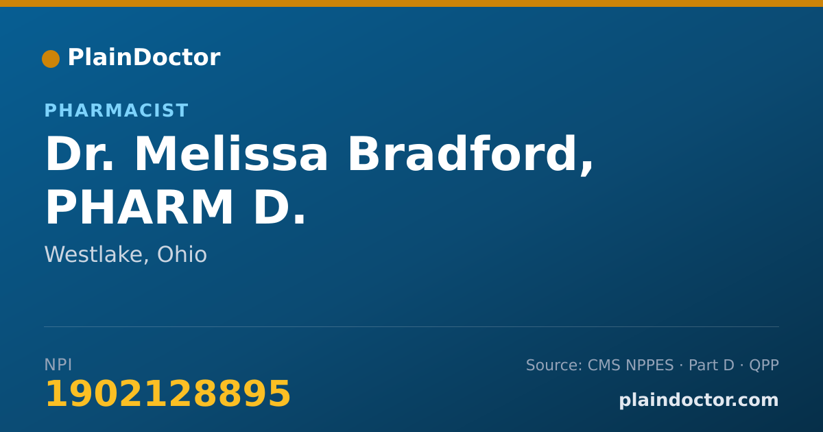 Shareable card for Melissa Bradford, PHARM D. - Pharmacist, Westlake, OH