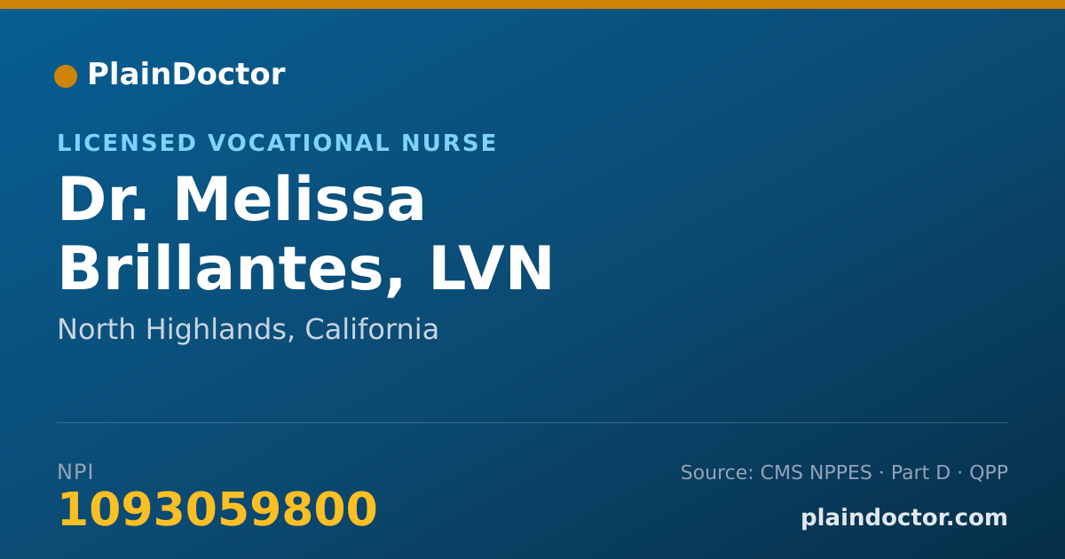 Shareable card for Melissa Brillantes, LVN - Licensed Vocational Nurse, North Highlands, CA