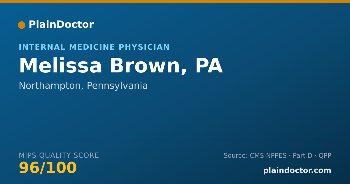 Shareable card for Melissa Brown, PA - Internal Medicine Physician, Northampton, PA