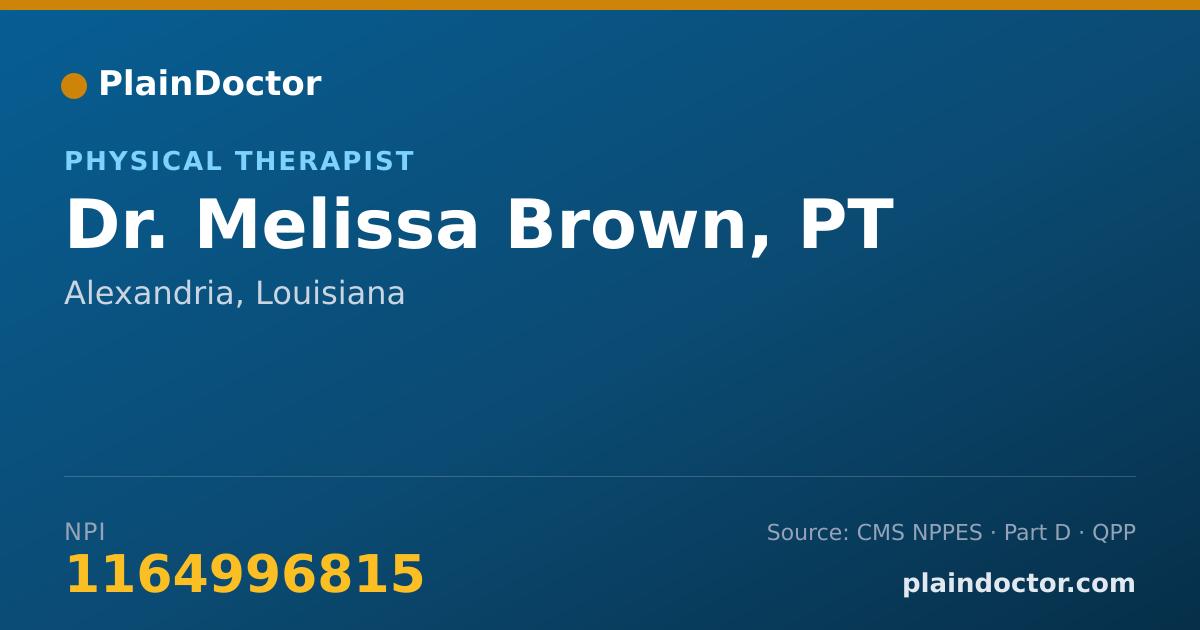 Shareable card for Melissa Brown, PT - Physical Therapist, Alexandria, LA