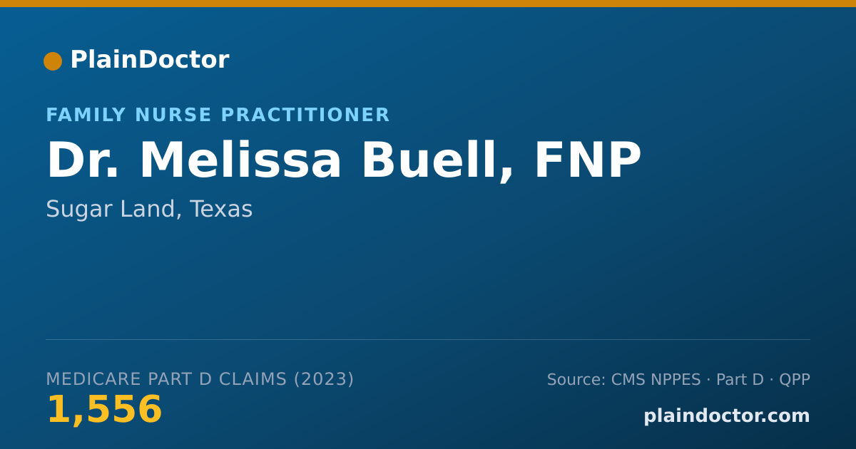 Shareable card for Melissa Buell, FNP - Family Nurse Practitioner, Sugar Land, TX