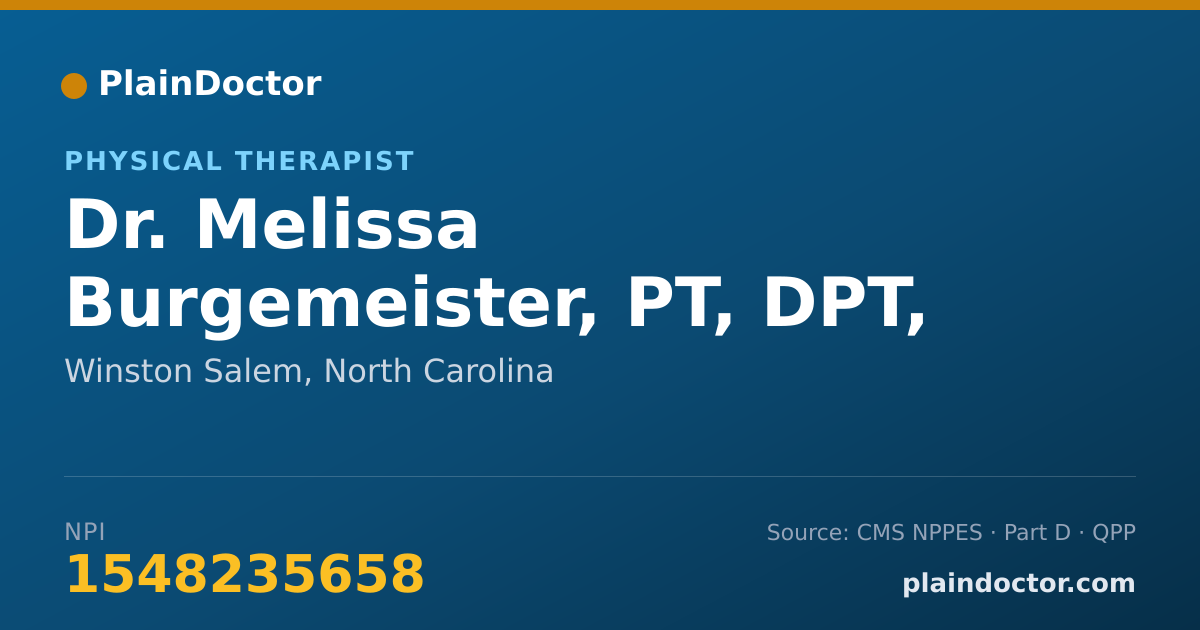 Shareable card for Melissa Burgemeister, PT, DPT, ATC, LAT - Physical Therapist, Winston Salem, NC