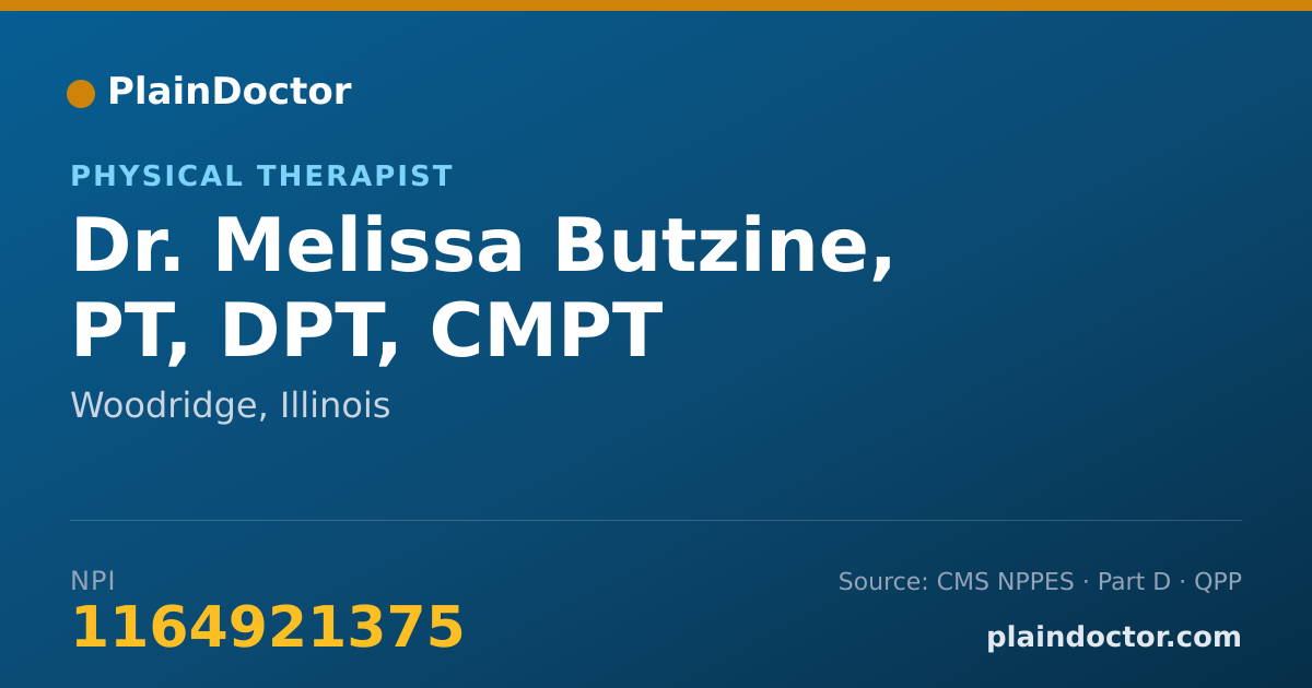 Shareable card for Melissa Butzine, PT, DPT, CMPT - Physical Therapist, Woodridge, IL