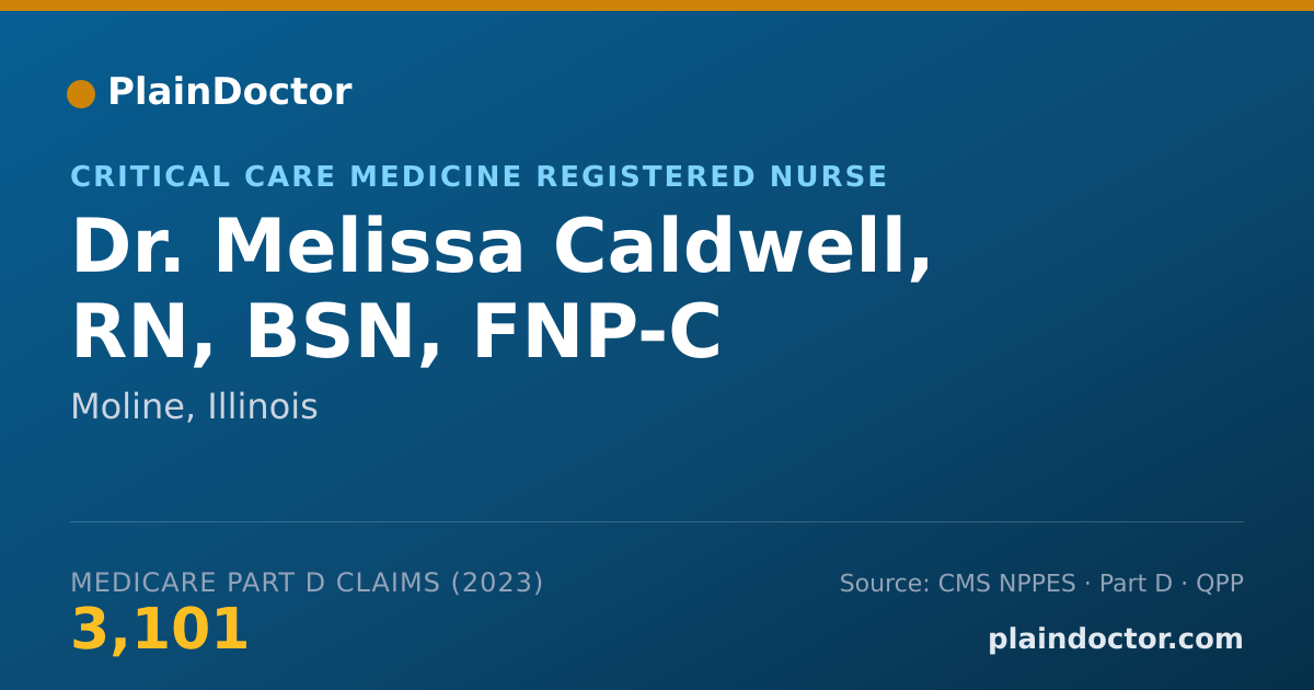 Shareable card for Melissa Caldwell, RN, BSN, FNP-C - Critical Care Medicine Registered Nurse, Moline, IL