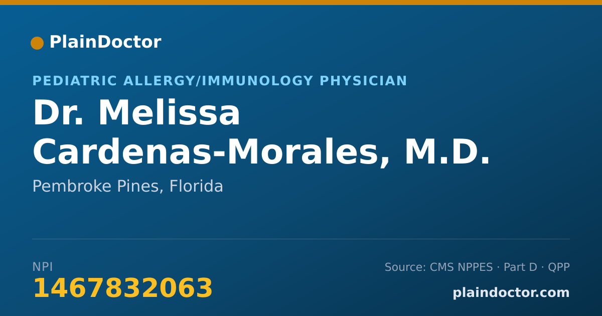 Shareable card for Melissa Cardenas-Morales, M.D. - Pediatric Allergy/Immunology Physician, Pembroke Pines, FL