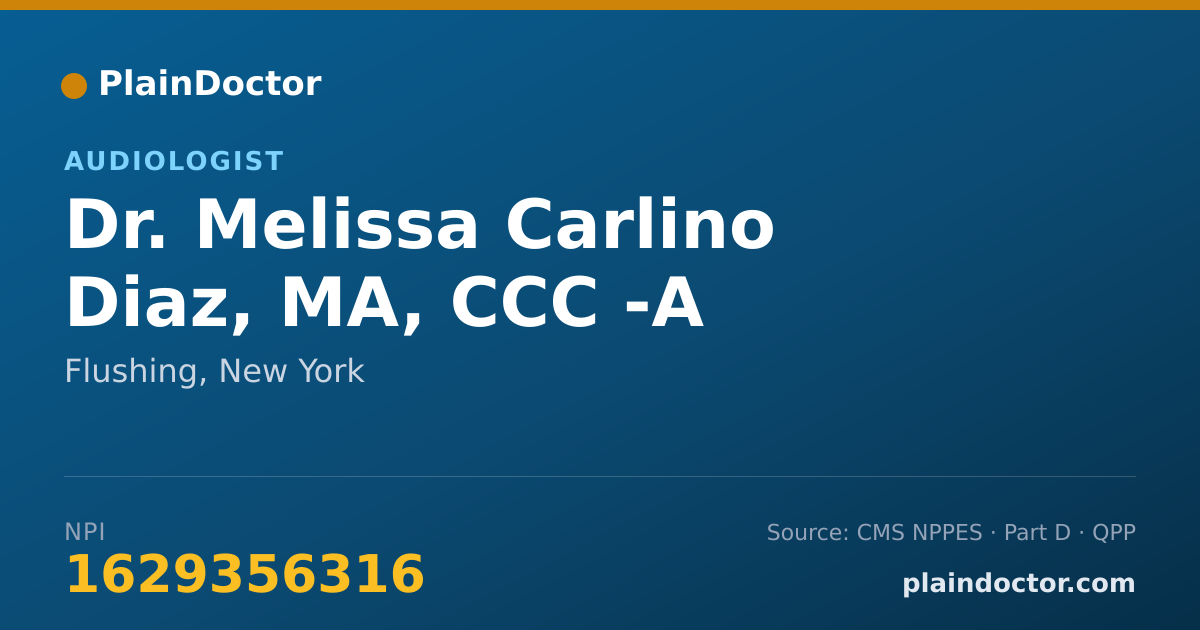 Shareable card for Melissa Carlino Diaz, MA, CCC -A - Audiologist, Flushing, NY