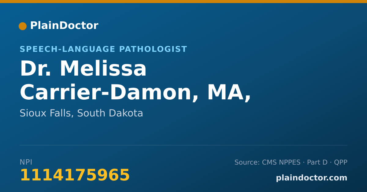 Shareable card for Melissa Carrier-Damon, MA, CF-SLP - Speech-Language Pathologist, Sioux Falls, SD