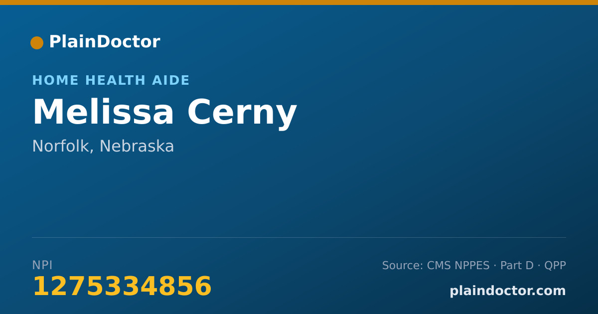 Shareable card for Melissa Cerny - Home Health Aide, Norfolk, NE
