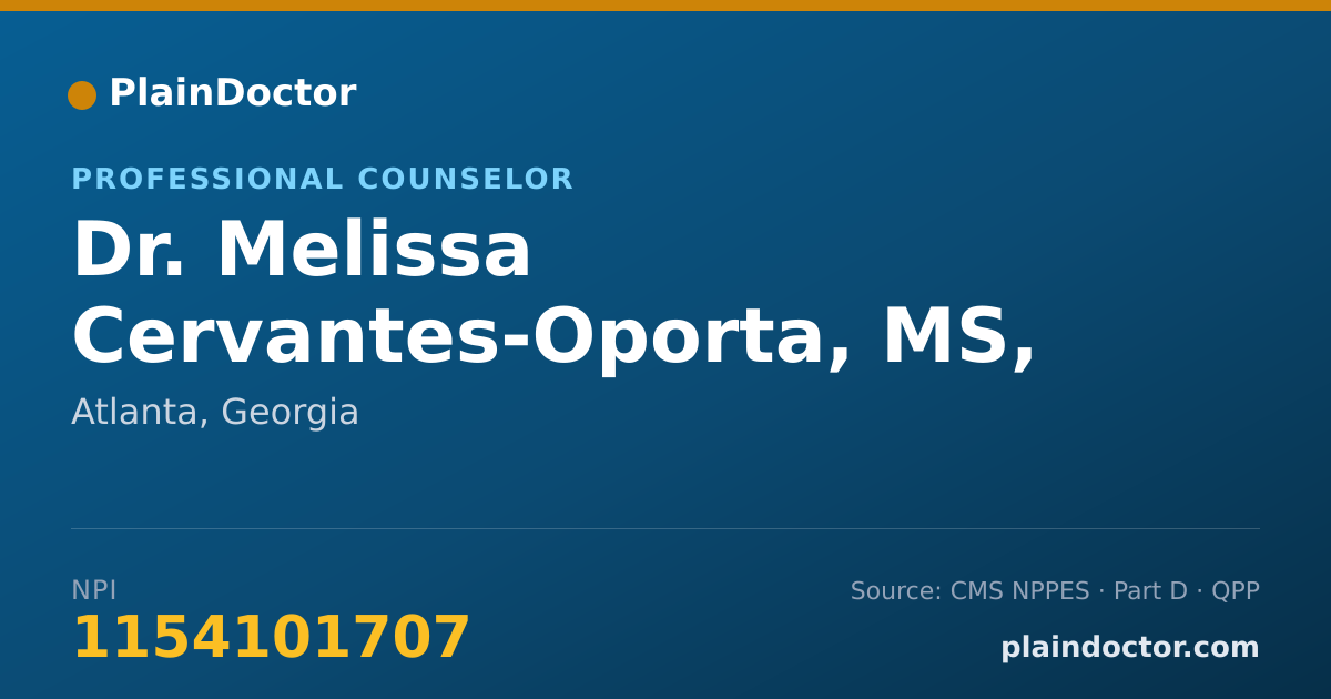 Shareable card for Melissa Cervantes-Oporta, MS, LPC - Professional Counselor, Atlanta, GA