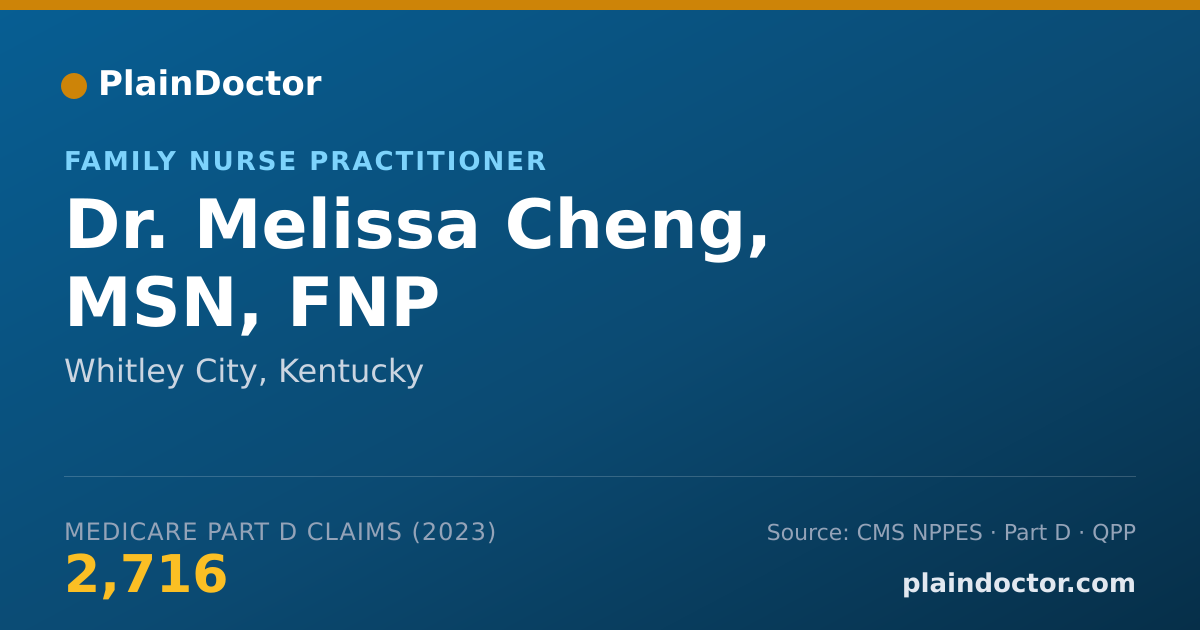 Shareable card for Melissa Cheng, MSN, FNP - Family Nurse Practitioner, Whitley City, KY