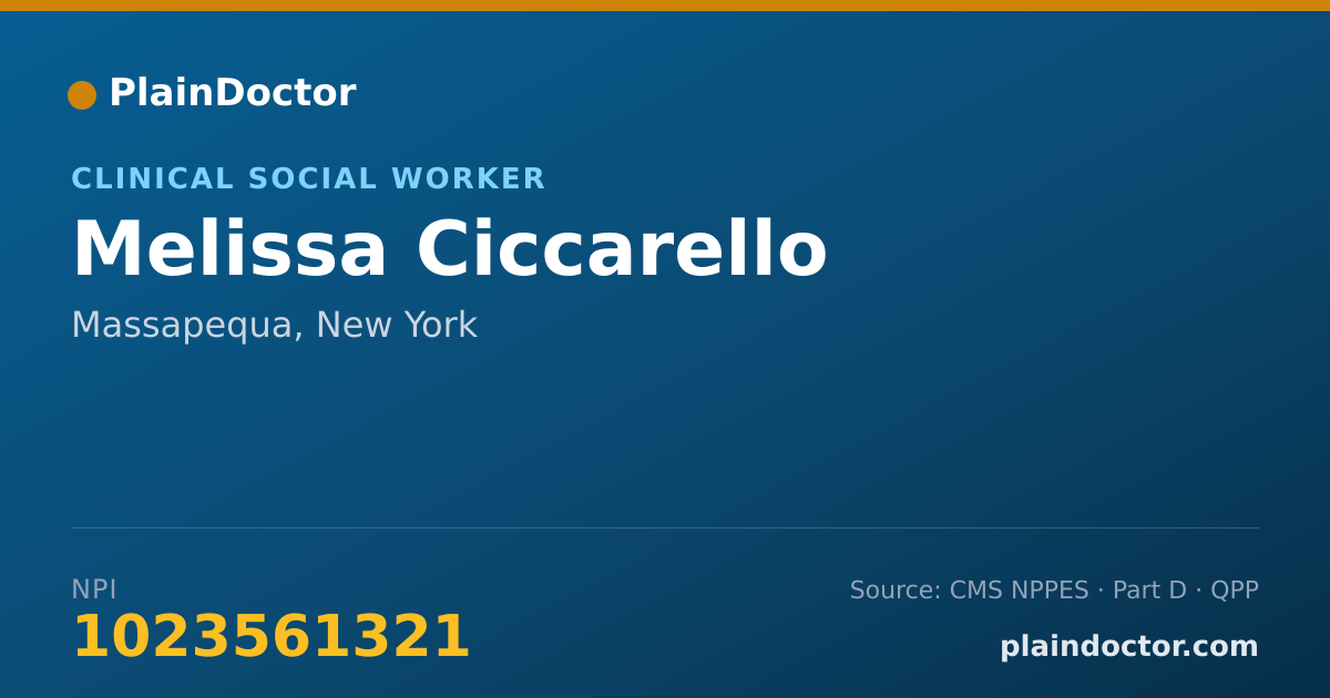 Shareable card for Melissa Ciccarello - Clinical Social Worker, Massapequa, NY