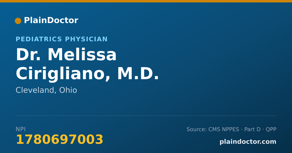 Shareable card for Melissa Cirigliano, M.D. - Pediatrics Physician, Cleveland, OH