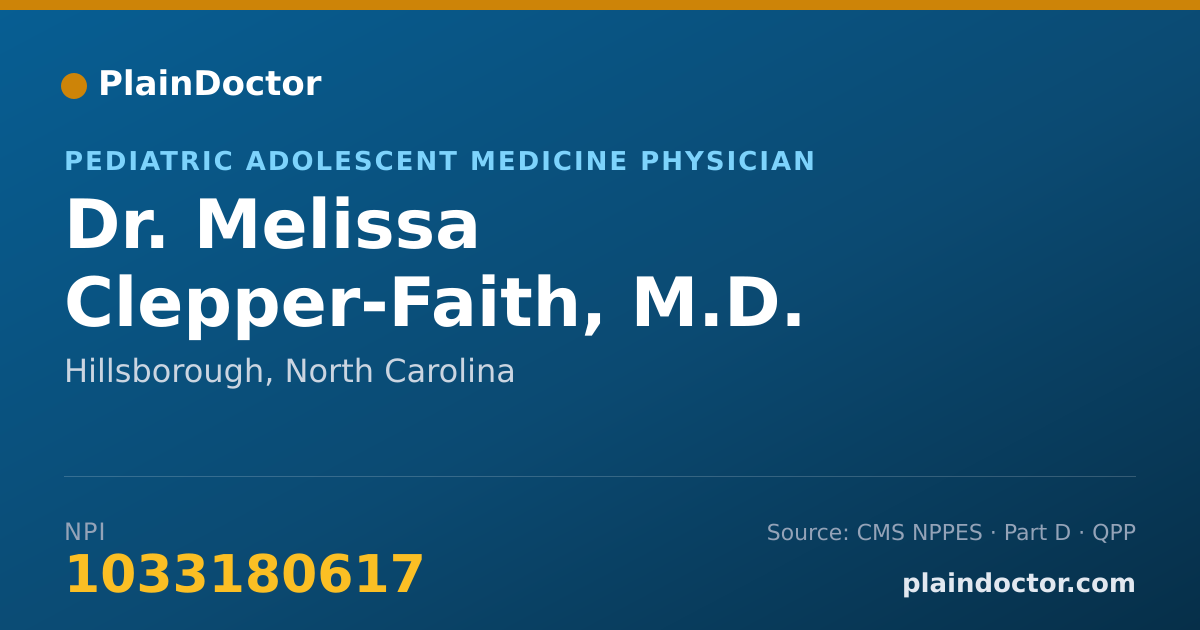 Shareable card for Melissa Clepper-Faith, M.D. - Pediatric Adolescent Medicine Physician, Hillsborough, NC