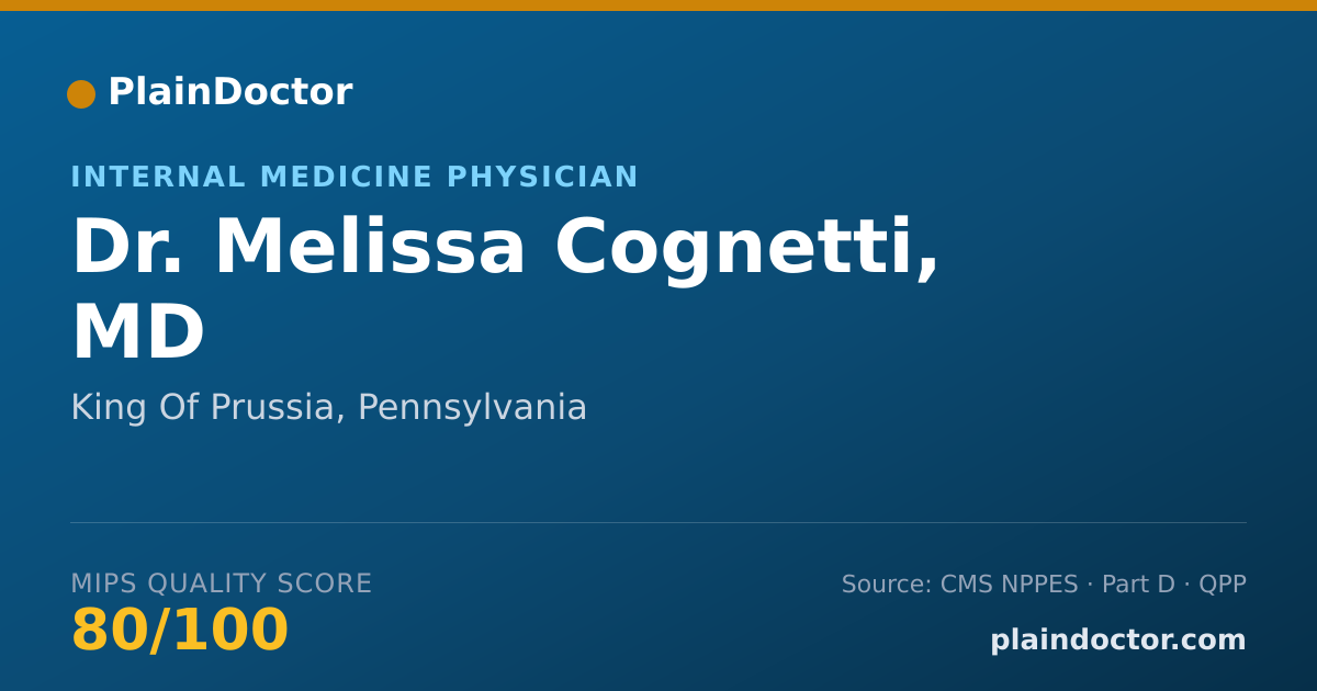 Shareable card for Melissa Cognetti, MD - Internal Medicine Physician, King Of Prussia, PA