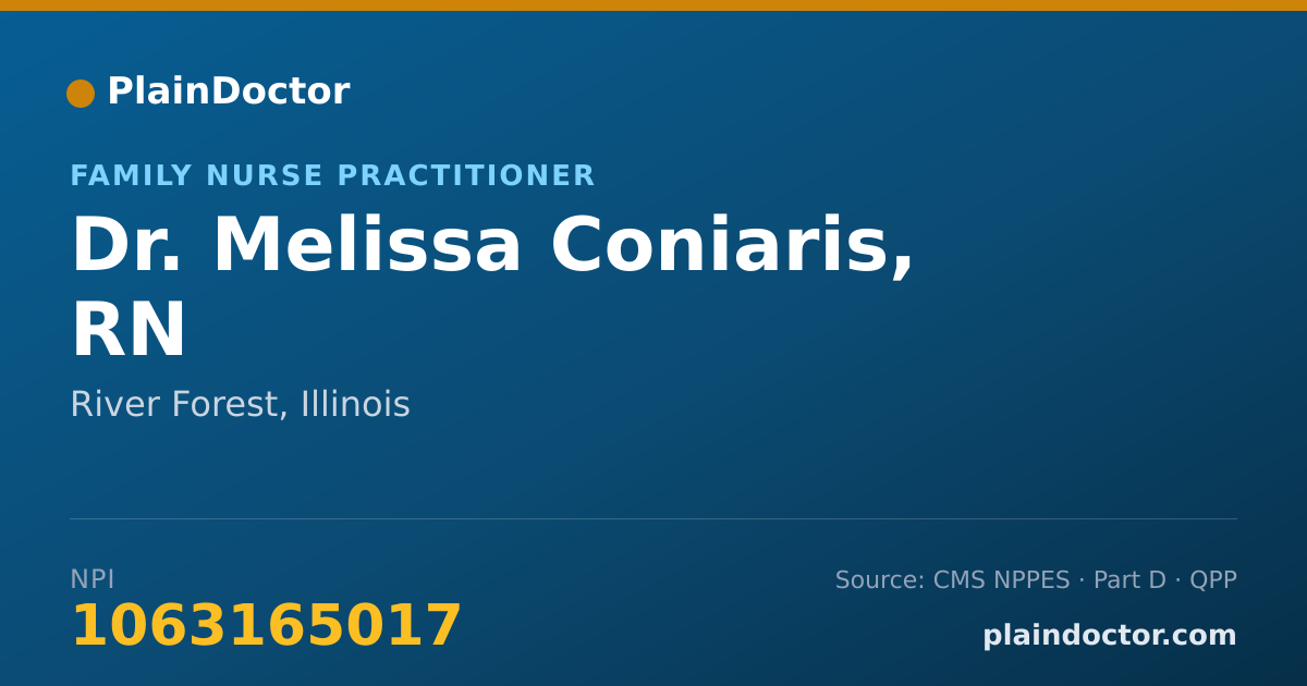 Shareable card for Melissa Coniaris, RN - Family Nurse Practitioner, River Forest, IL