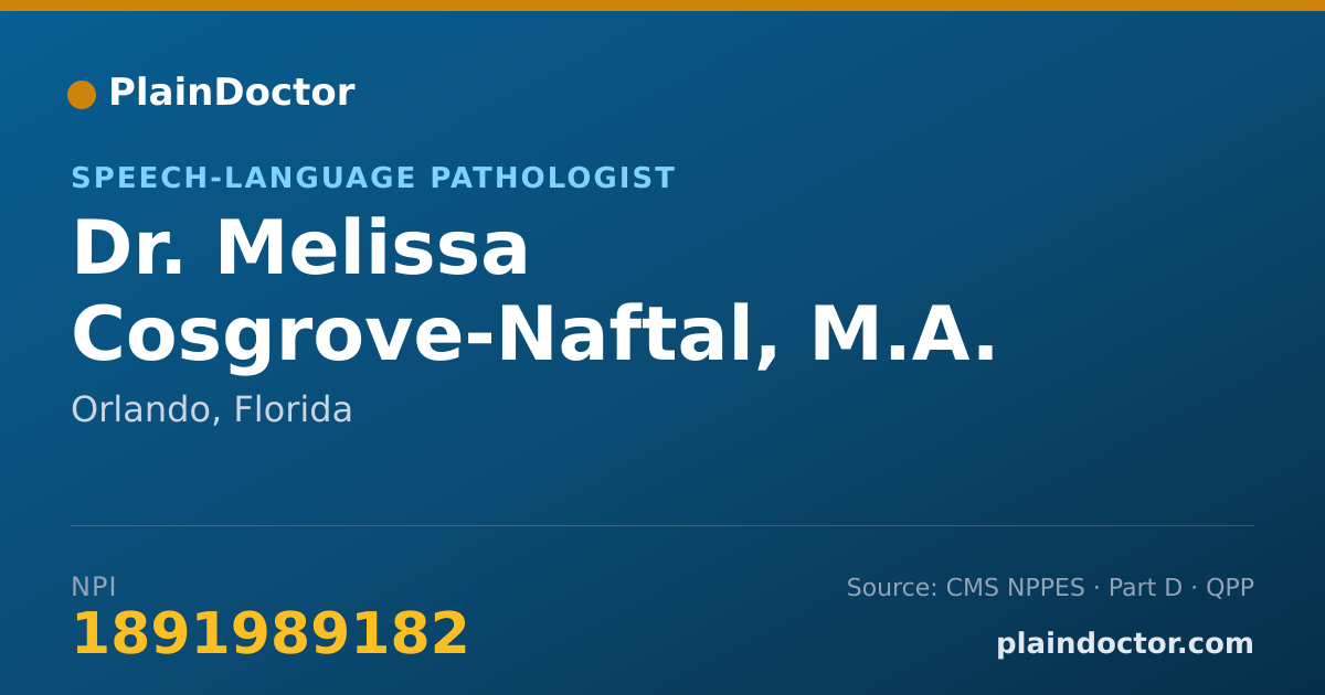 Shareable card for Melissa Cosgrove-Naftal, M.A. CCC-SLP - Speech-Language Pathologist, Orlando, FL