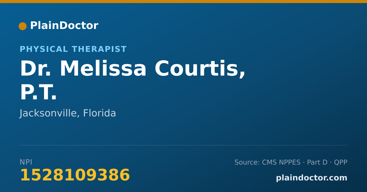 Shareable card for Melissa Courtis, P.T. - Physical Therapist, Jacksonville, FL