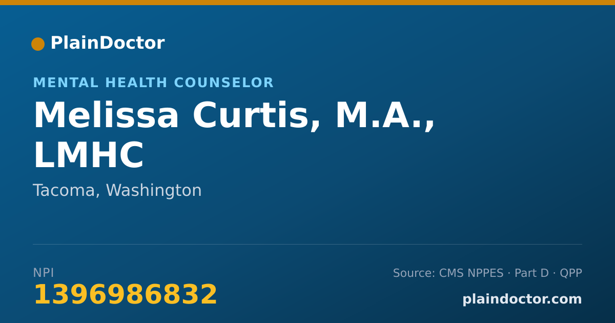 Shareable card for Melissa Curtis, M.A., LMHC - Mental Health Counselor, Tacoma, WA