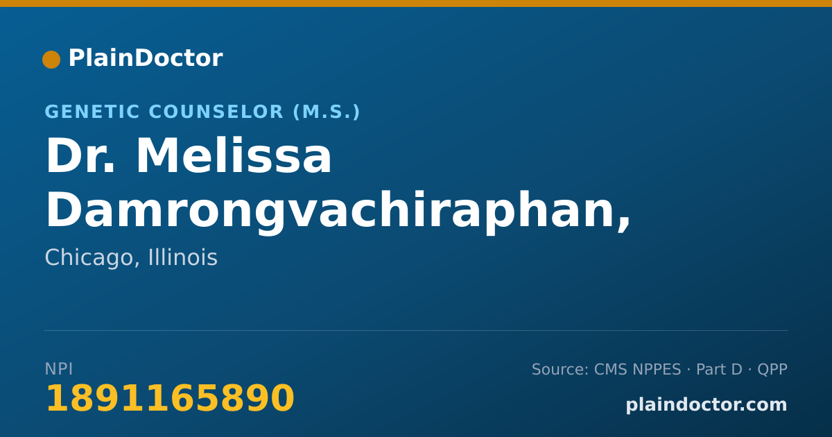 Shareable card for Melissa Damrongvachiraphan, MS, CGC - Genetic Counselor (M.S.), Chicago, IL