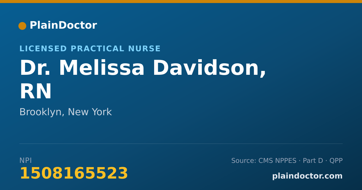 Shareable card for Melissa Davidson, RN - Licensed Practical Nurse, Brooklyn, NY