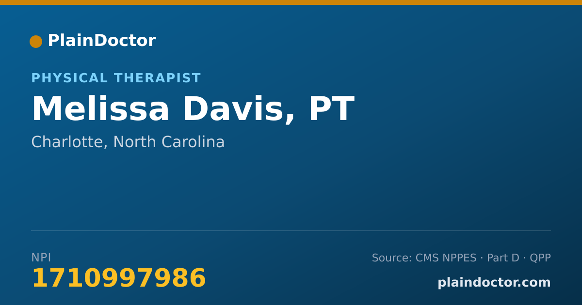 Shareable card for Melissa Davis, PT - Physical Therapist, Charlotte, NC