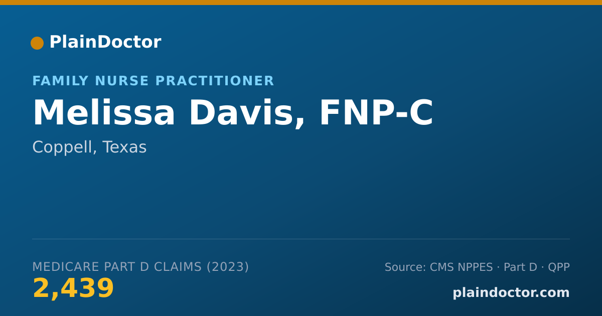 Shareable card for Melissa Davis, FNP-C - Family Nurse Practitioner, Coppell, TX