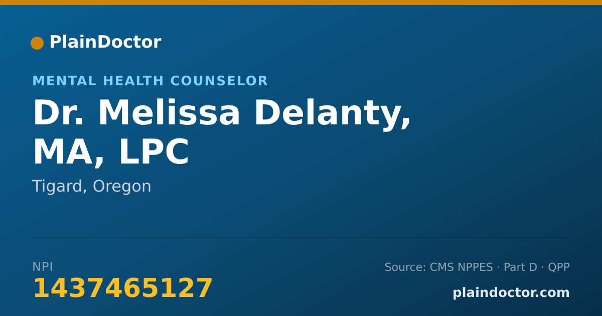 Shareable card for Melissa Delanty, MA, LPC - Mental Health Counselor, Tigard, OR