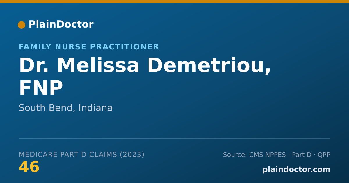 Shareable card for Melissa Demetriou, FNP - Family Nurse Practitioner, South Bend, IN